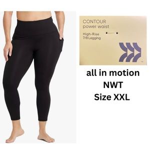 All in Motion Contour Power Waist  High-Rise 7/8 size XXL Black NWT